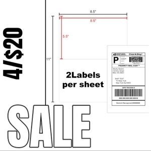 Half Sheet Shipping Labels Printer Label Paper 5x8 Laser Inkjet 8.5x11 20 pack